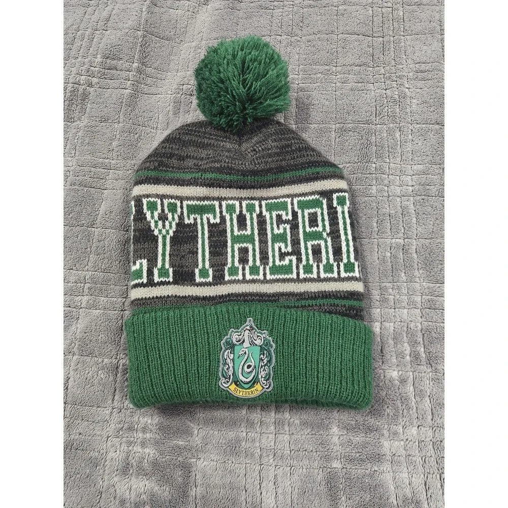 Harry Potter Slytherin Pompom Beanie Hat Green Black One Size Fits Most
